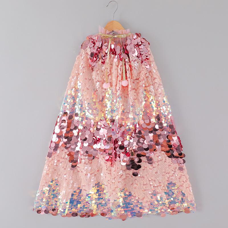 Girls' Mermaid Sequin Shawl - Elsa Princess Cloak