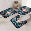 Dolphin Heart Bathroom Set - Waterproof Shower Curtain, Ultra-Soft Floor Mats, Toilet Lid Cover, And Contour Mat