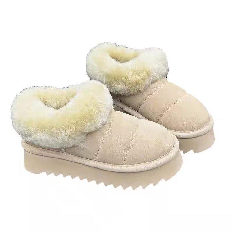 2025 Autumn and Winter New Caterpillar European Station Integrated Snow Boots Women Thickened Heightening Warm Lazy Cotton Shoes
