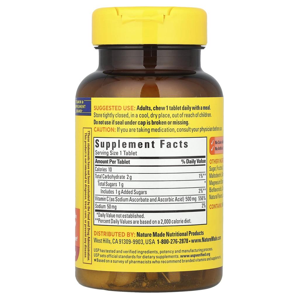 Nature Made, C Chewable, Orange, 500mg, 60 tablets