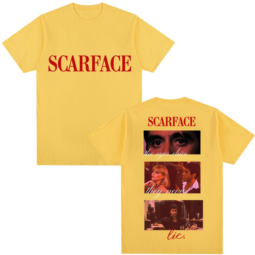 Ταινία Scarface Tony Montana Αποσπάσματα Κλασικό T-Shirt Τα Μάτια Chico Vintage Hip Hop Ανδρικό Γοτθικό T-Shirt Φαρδύ Βαμβακερό Καθημερινά T-Shirts
