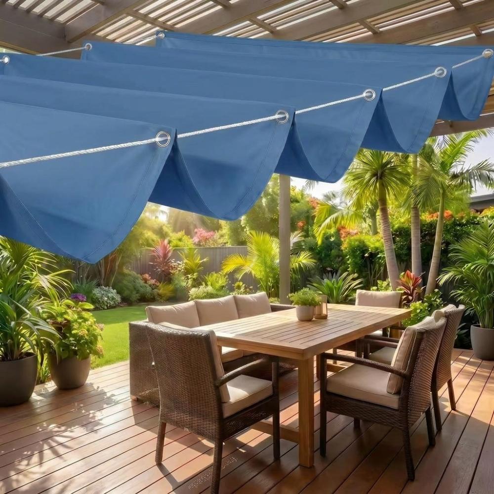 Waterproof Wave Retractable Sun Shade Canopy UV Protection Heavy Duty Garden Sunshade Net Telescopic Rainproof Sun Shade Sail