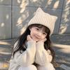 Thicken Kids Cat Ears Hats Solid Coloe Winter Cap Comfortable Knitted Beanie Hat  Kids