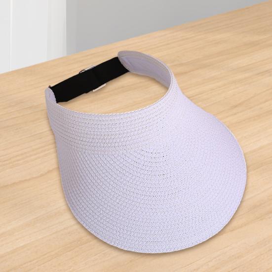 Summer Weave Sun Visor Adjustable Hat Wide Brim UV Protection Breathable Foldable Men Women Outdoor Beach Cycling Fishing Hollow Top Hat