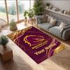 Brisbane Broncos Crystal Velvet Rug, Custom Name Text Personalized Non‑Slip Floor Mat for Home Decor Gift
