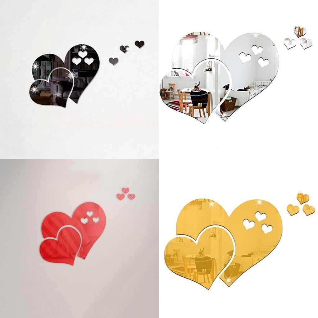 Stunning 3d Love Heart Mirror Wall Stickers Decal For Elegant Room Decoration