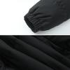Men Women Thickened Cotton Coat Stand Collar Long Sleeve Solid Color Zipper Quilted Coat with Side Pockets Loose Fit Outwear