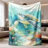 2026 New Arrival Flannel Blanket 1pc Vibrant Sea Turtle Throw Blanket Soft, Cozy Flannel with Coral Reef Design Ideal Gift for & Youngsters Perfect Fo