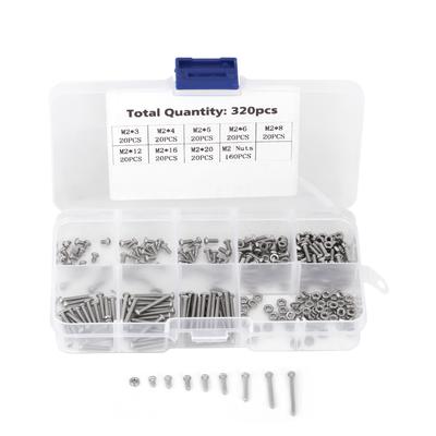 320pcs M2 Machine Screws Set Fasteners for LaptopHard DiskKeyboardPhonePC