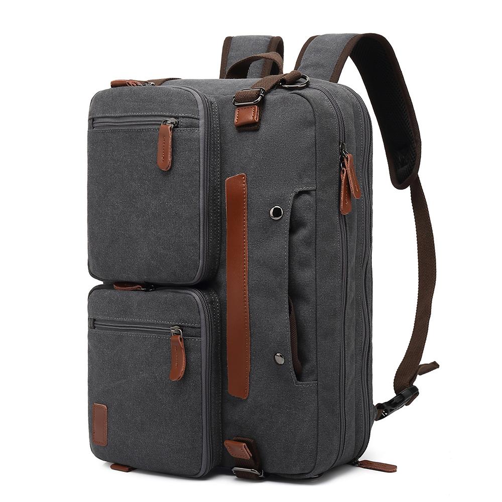Men Backpack Cool Bell Multifunctional Canva Backpack &Shoulder Bag& Messenger Bag& Handbag 15.6/17.3 Inch Laptop Backpack