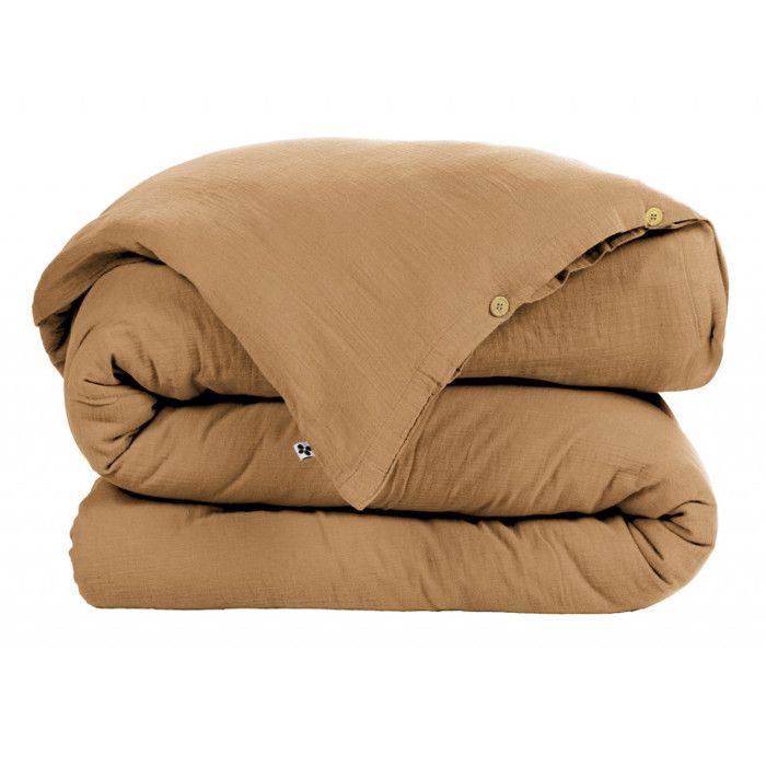 "Gaïa" Duvet Cover Set All Sizes "Cotton Gauze" - 180x200 - Gaïa Camel