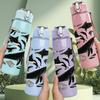 1PC Ocean Whale Group Silhouette 750ml Color Plastic Sports Water Bottle Leakproof Flip Straw Lid Suitable for Sports Office Home Use
