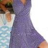 Robes pour Femmes Décontractée Grande Taille Robe Midi Cache-cœur Florale à Col en V Coupe Trapèze Manches Courtes Midi