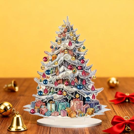 Christmas Tree Ornaments Acrylic Rhinestone Art Painting Table Decor Relaxing Xmas Crafts Unique Festive Holiday Gifts