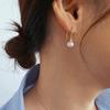 926 Silver Pearl Freshwater Earrings 16K Gold Plated Curb Talk
