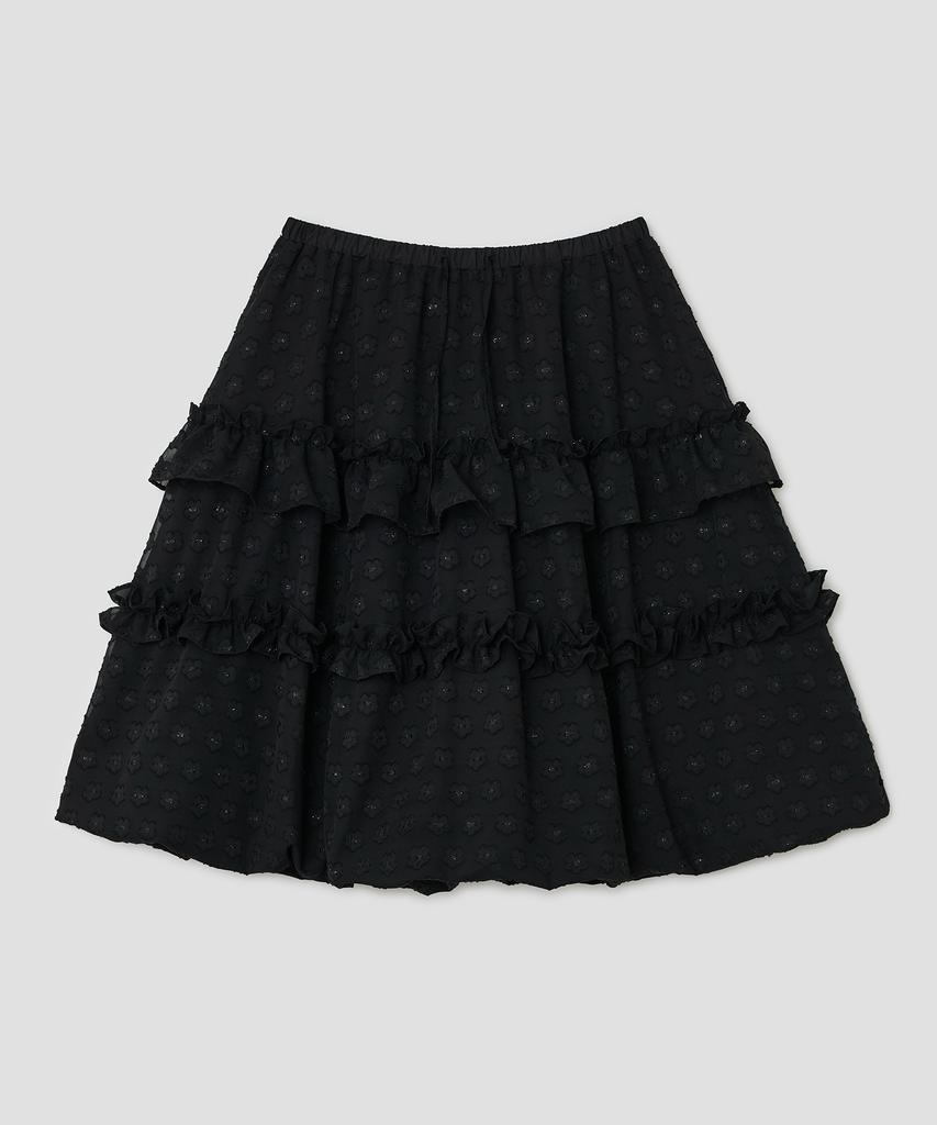 Taibseobiseu Layered Volume Lace Skirt [Black]