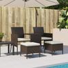 2 Seater Outdoor Sofa Set with Table & Footstools Brown Poly Rattan