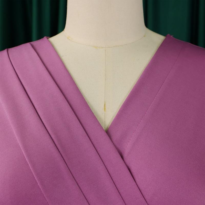 Women's Summer New Short Sleeved V Neck Waist Solid Color Dress