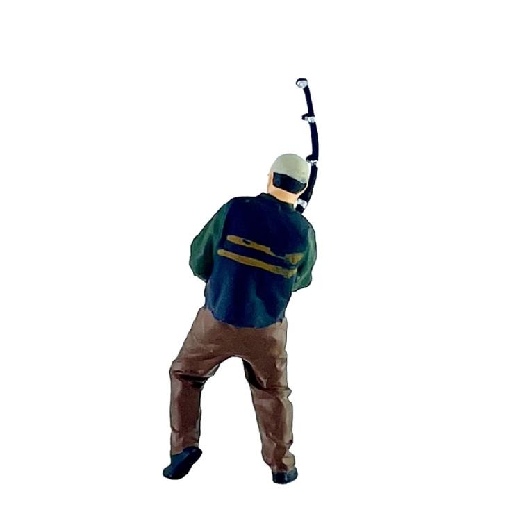 Artistic 1/64 Scale Miniature Fishing Figure Resin Attractive Mini Fishing Scene Resin Ornament for Decorative Use Gift