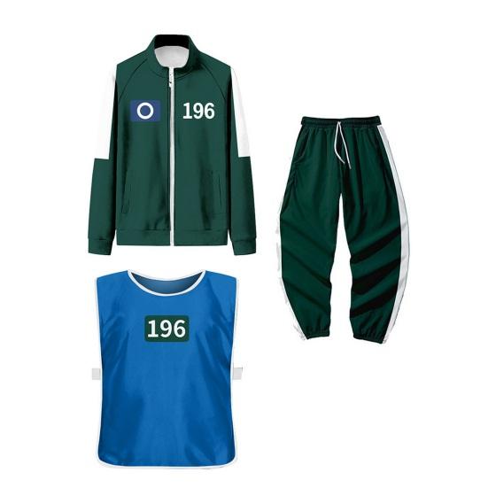 3 Buc/Set Costum Cosplay Jachetă Hanorac cu Fermoar Pantaloni cu Șnur cu Vestă Set Trening Joc Coreean pentru Femei Bărbați Sport Alergare Sală de Gimnastică