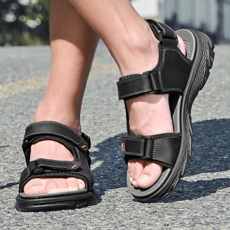 Fashion Genuine Leather Luxury Sandals Men's Summer Shoes Brand Classic Casual Beach Sandals Men Outdoor Walking Man Brand Shoes