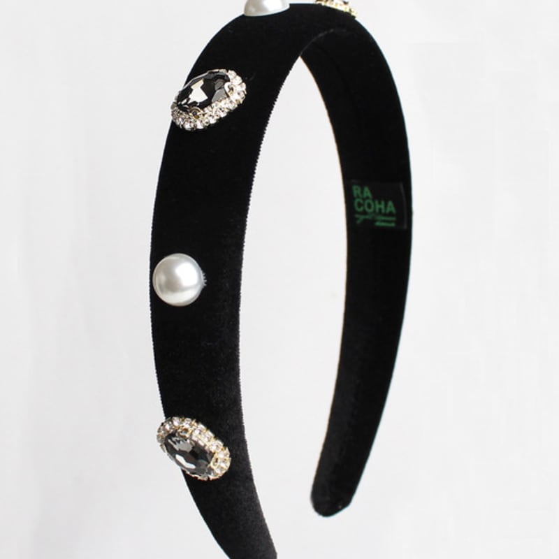 RACOHA Velvet Elizabeth Hair Band Velvet Elizabeth Crystal Pearl Hair Band