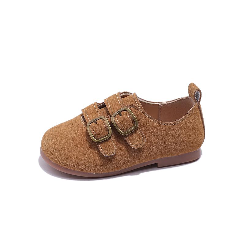 2024 New Children's Leather Shoes Spring Autumn Round-toe Kids Causal Shoes Fashion Boys Girls Solid Color Flat Mary Jane Shoes