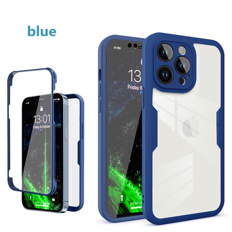 Capa Protetora Completa 360 de Luxo Para IPhone 14 13 12 11 Pro 13 mini XR XS Max Capa Macia Dupla Face Para IPhone 7 8 15 Plus SE20