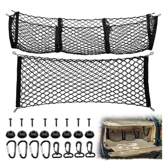 Car Storage Net Organizer Simple Installation Versatile Use Heavy-Duty Luggage Holder Trunk Storage Net with Mount Kit