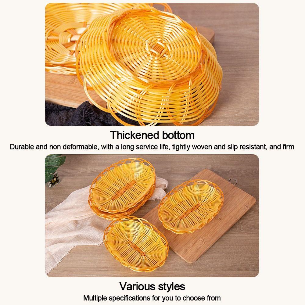 Woven Imitation Rattan Basket Round Fruit Basket New Fruit Tray  Breakfast Cake Snack