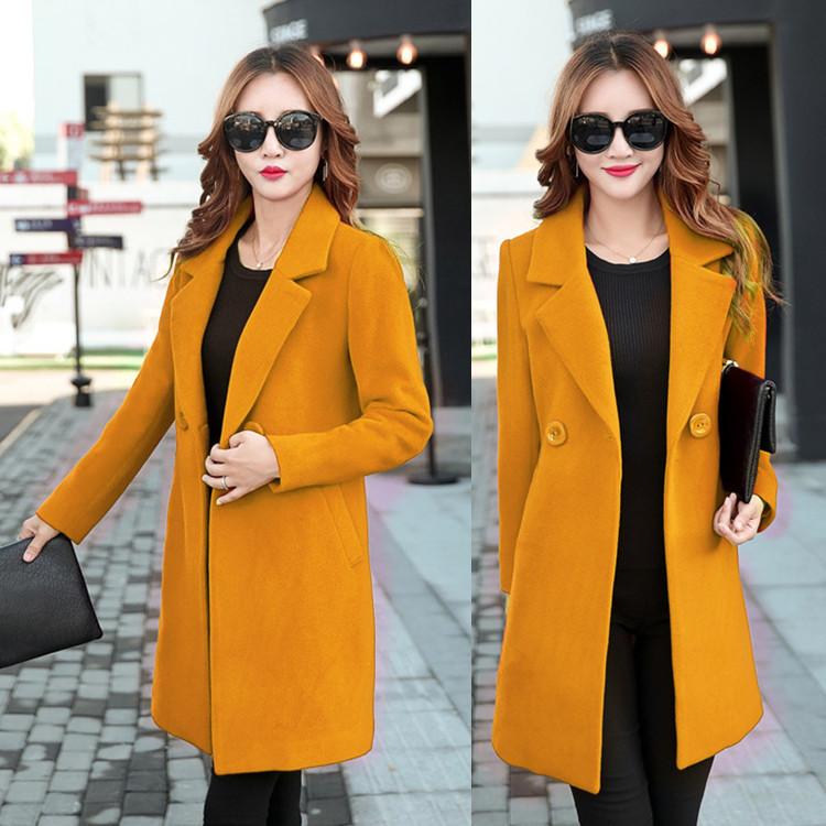 Autumn and Winter Mid-length Woolen Women's Coat Woolen Coat