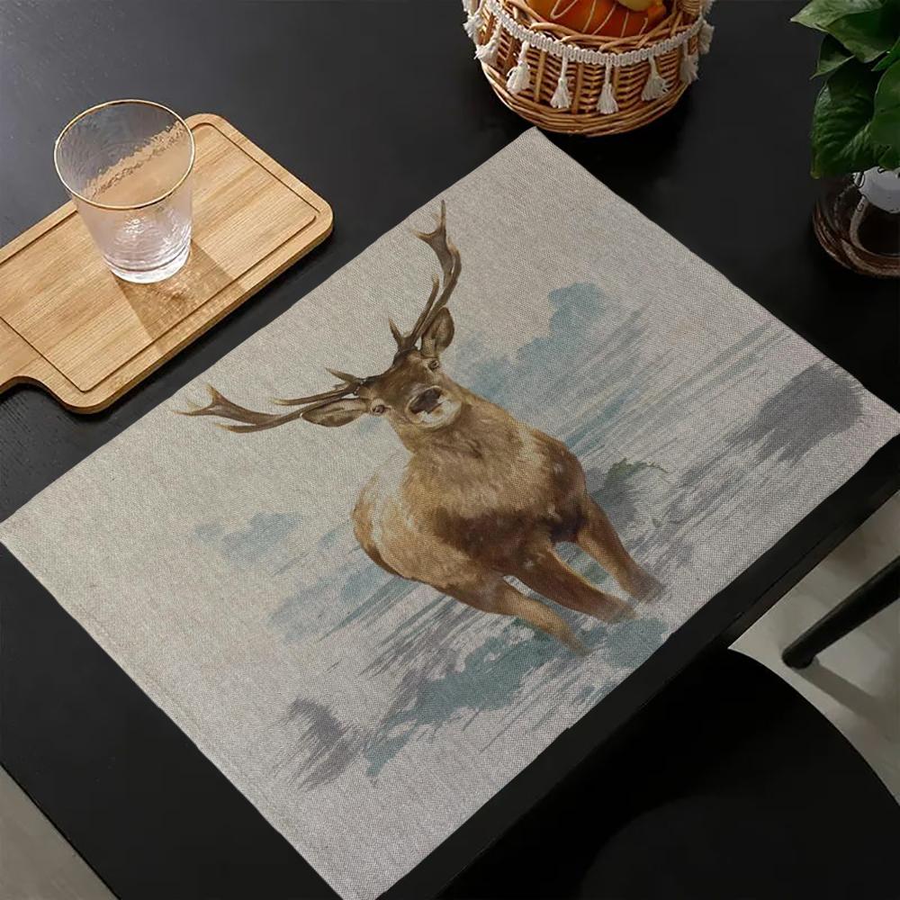Süßes Tier Katze Druck Leinen Esstischsets Küchen Platzsets 30x40cm Untersetzer Schalen Tassenunterlage