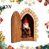 Kerstvakantie Wanddecoraties Openende Feeëndeur met Verborgen Kaboutertafereel, Miniatuur Houten Decor, Huisaccessoires 2D Vlak Leestafereel Scharnierend