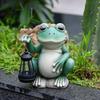 Frog Figurine with Solar Lantern Green Frog Light Resin Statue Sculpture Indoor Outdoor Garden Lawn Yard Decoration Ornament