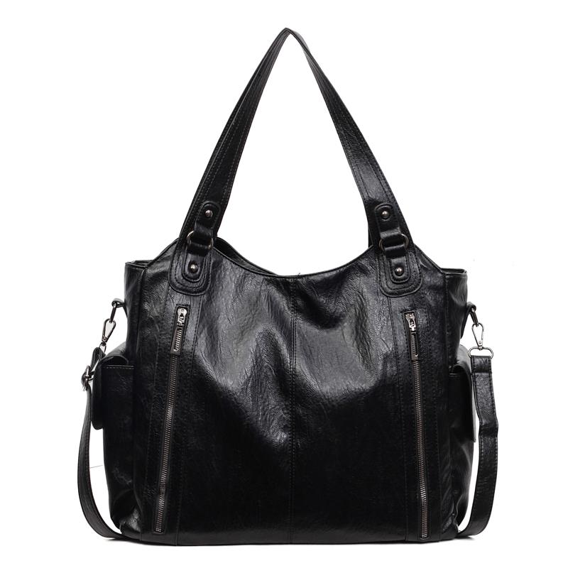 Faux Leather Tote Bag with Dual Zipper Pockets Adjustable Shoulder Strap Women's Everyday Fashi Handbag
