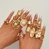 15 Pcs Lava Line Flower Ring Set Fashion Women Dainty Jewelry For Daily Wear Party Wedding Birthday Christmas Gift.