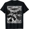 Grafik T-Shirt Waschbär Selfie mit UFO Alien Seltsames T-Shirt
