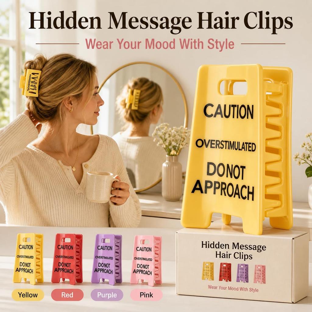 Attention Pince à Cheveux Cheveux Simulés Panneau d'Avertissement Drôle Pince à Cheveux Violet