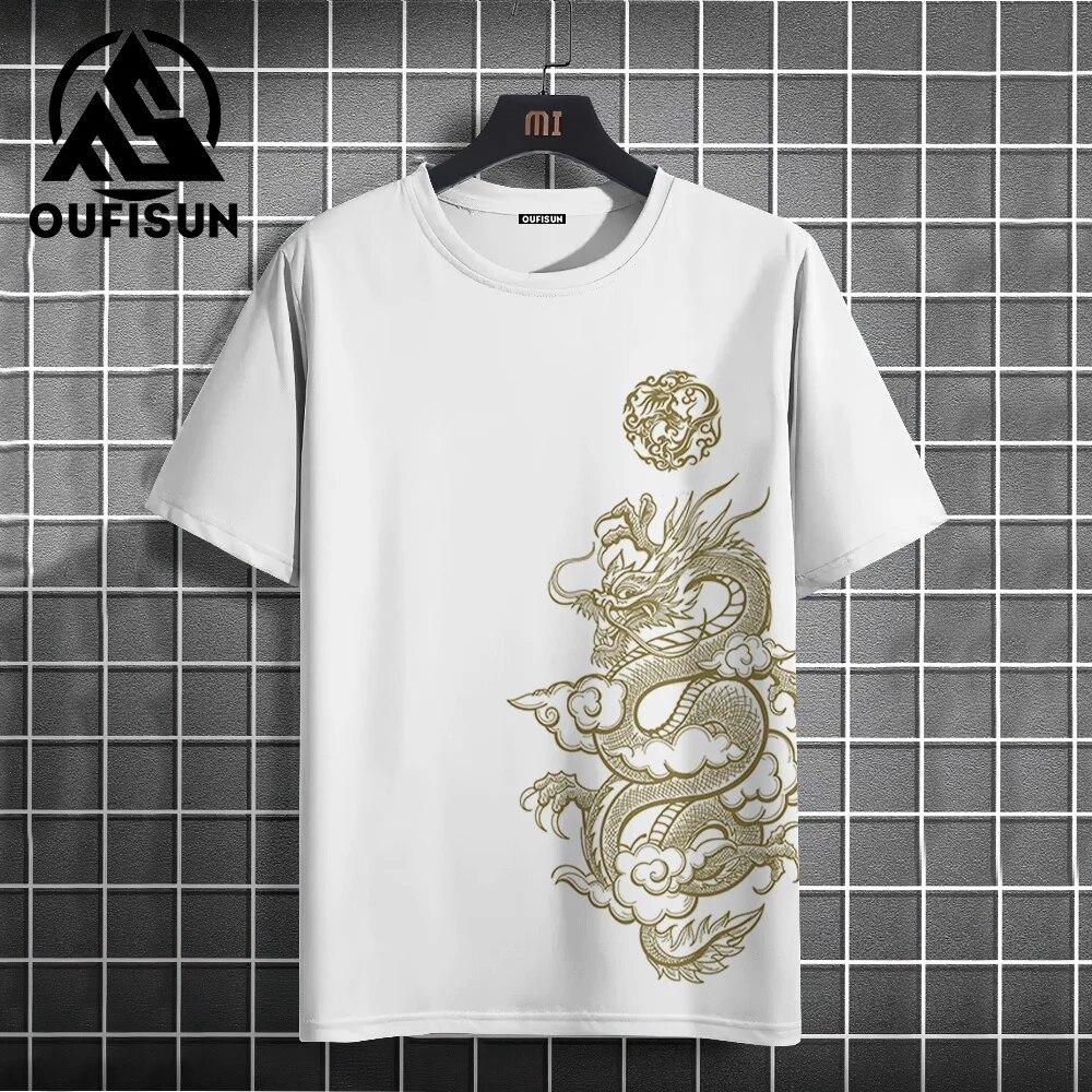 Sommer Herren T-Shirt Drachen Design Druck Mode Lässig Kurzarm T-Shirt Tägliche Straßenkleidung Übergroßes O-Ausschnitt Pullover T-Shirt