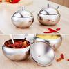 Stainless Steel Seasoning Pots Salt Box Sugar Bowel Condiment Caddy Container Holder with Spoon Lid
