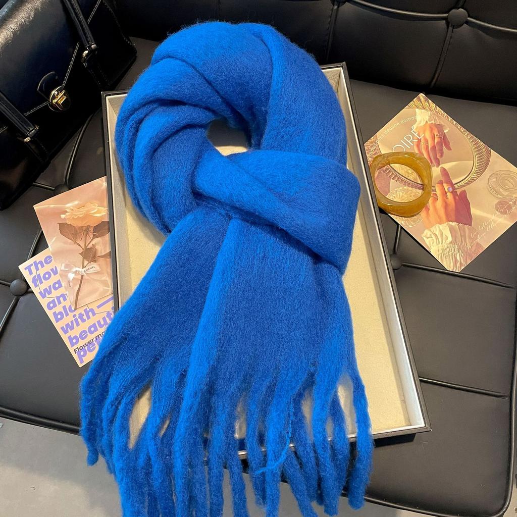 North Thickened Warm Scarf Soft Waxy Couple Shawl Winter High Sense Solid Color Versatile Fringed Scarf Women