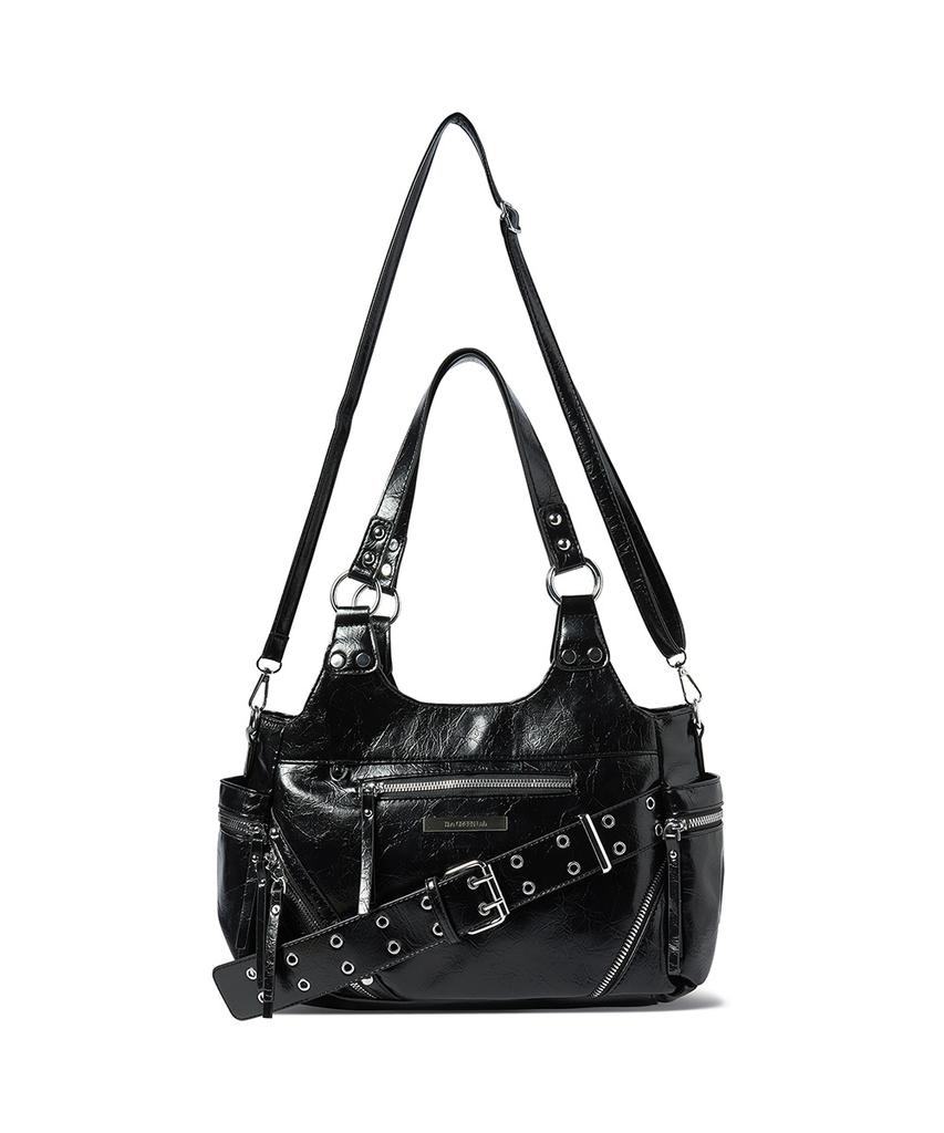 The Green Lab Eyelet Belt Shoulder Bag [Black]