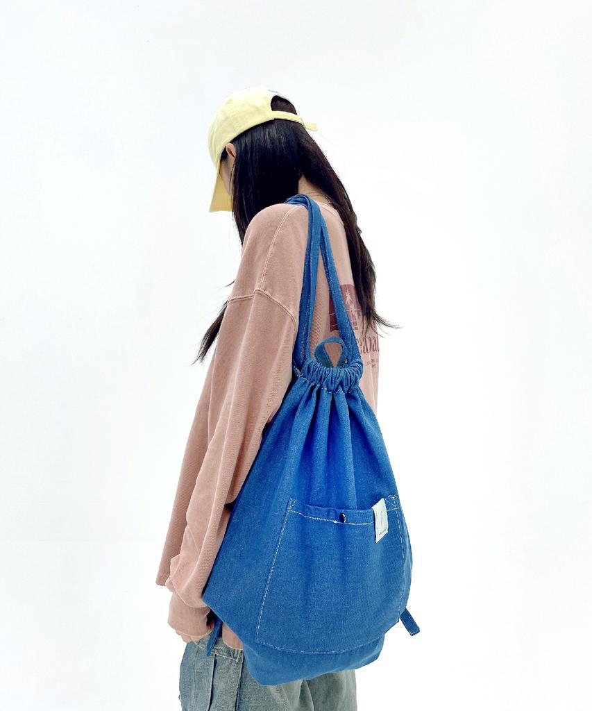Sonnetofnight Denim Casual String Backpack (Gym Sack)