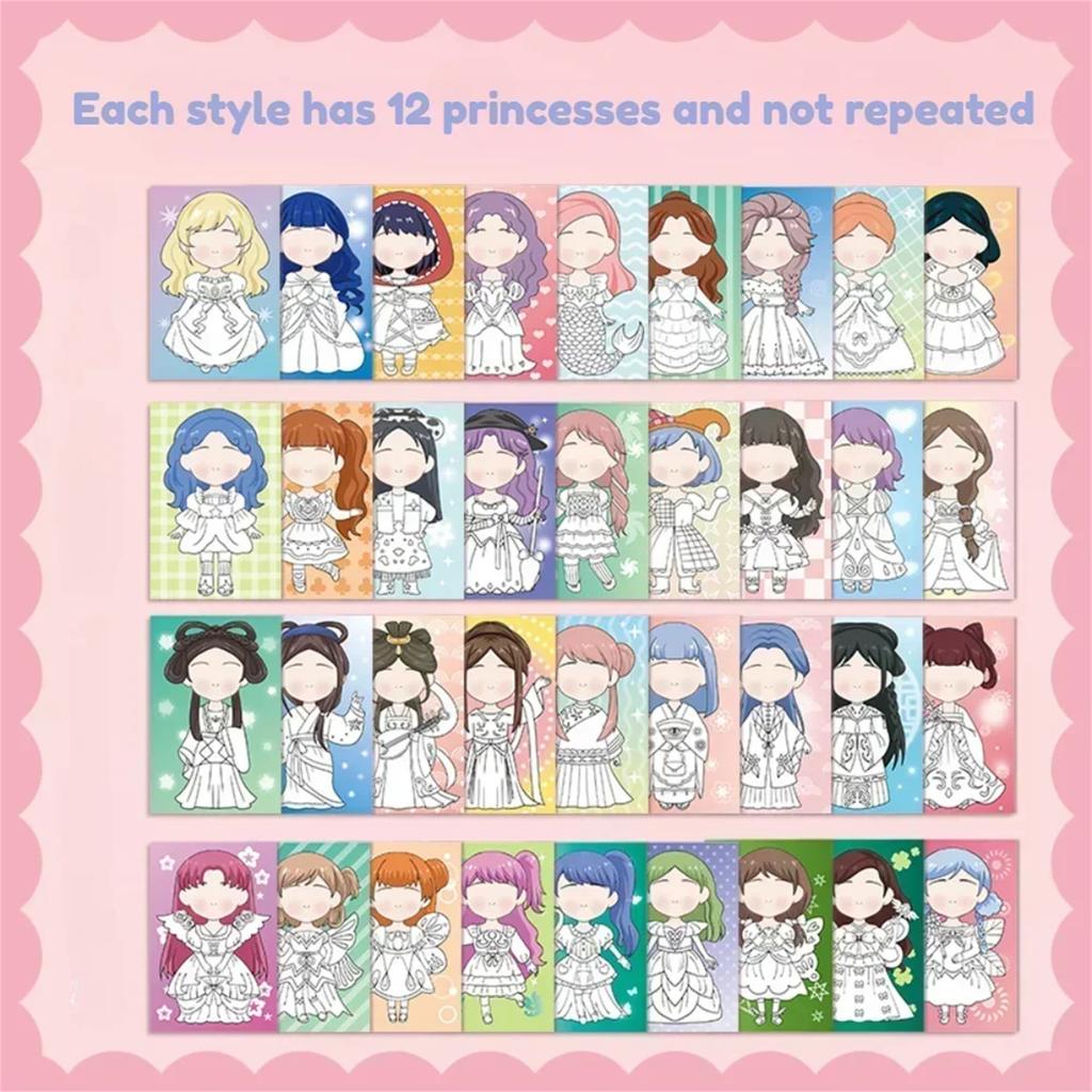 Dievčenské princezné Dress Up Sticker Omaľovánka Detská hračka na kreslenie DIY samolepka s knihami
