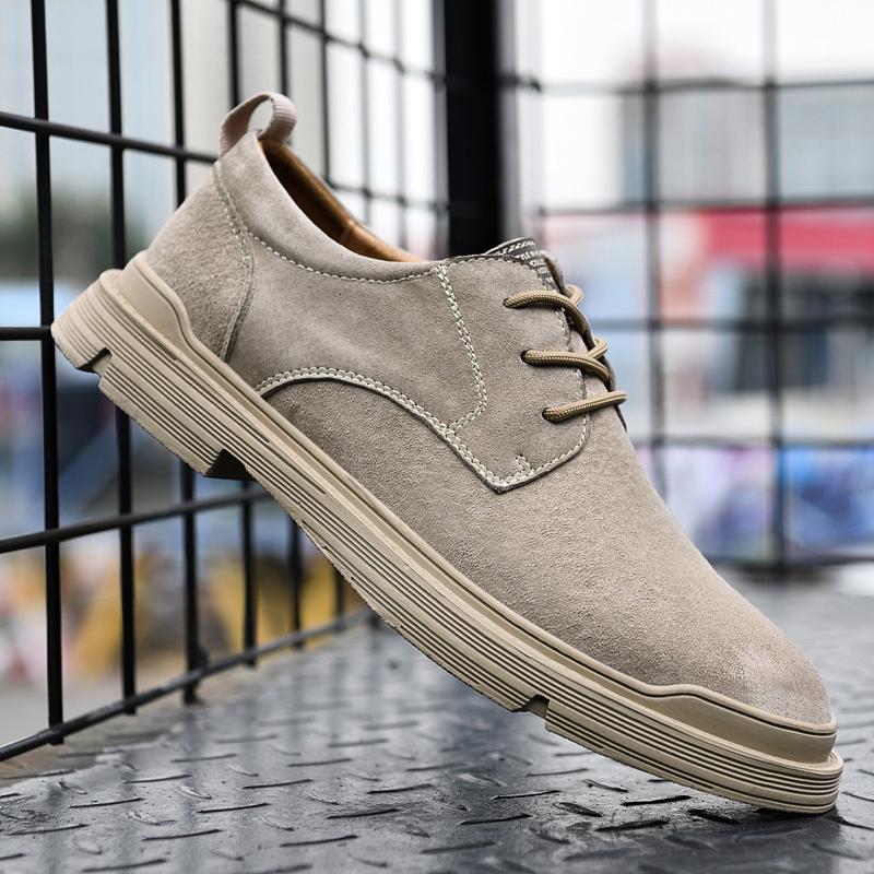 Men's Outdoor Work Clothes Leather Shoes Casual Shoes Frosted Breathable Genuine Leather Shoes Retro Waterproof Thick Sole Shoes