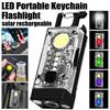 COB Keychain Work Light with Dual Light Source Rechargeable Solar Powered 9 Mode Magnet Base for Camping Fishing Repair Walk
