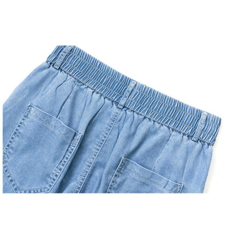Women's Summer Jeans Pants High Waist Loose Ice Silk Straight-Leg Harlan Pants
