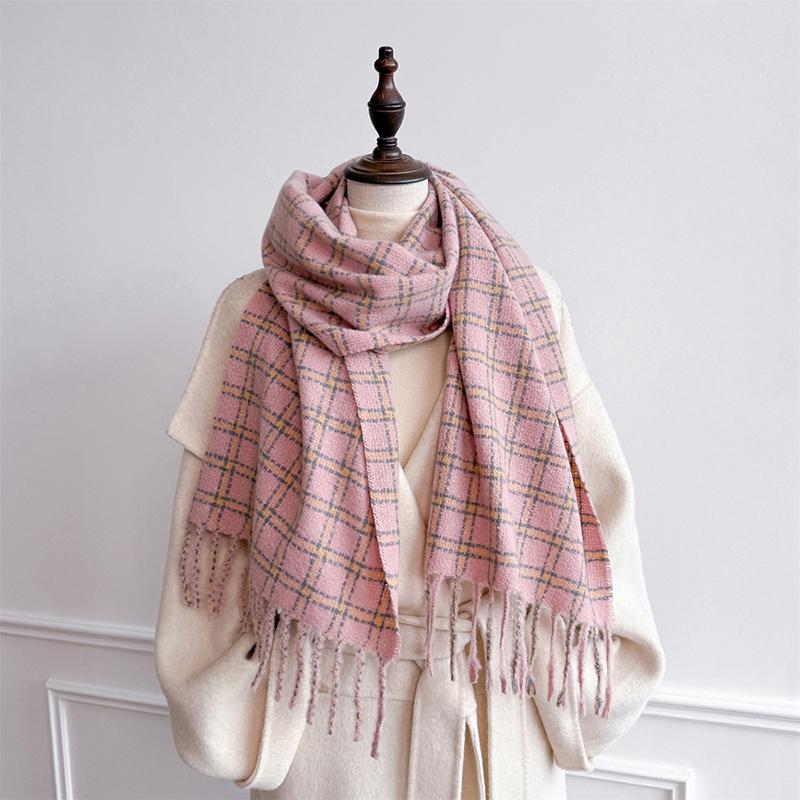 New Fashion Imitation Cashmere Scarf for Women Warm Plaid Wraps Neckerchief Winter Tassel Echarpe Poncho Shawls Stole