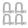 4PCS Stainless Steel D Shackle Marine Hardware Boat D Ring Polished Shackle for Coupling Chain and