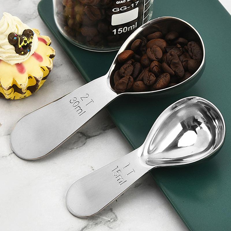 Lingurita de cafea din otel inoxidabil si lingura de masurat ustensile de cafea cu lingura de masurare gradata Lingura ergonomica precisa